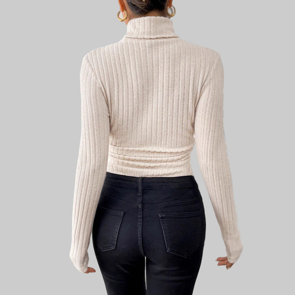 Knitted Long Sleeve Turtleneck Bodysuit