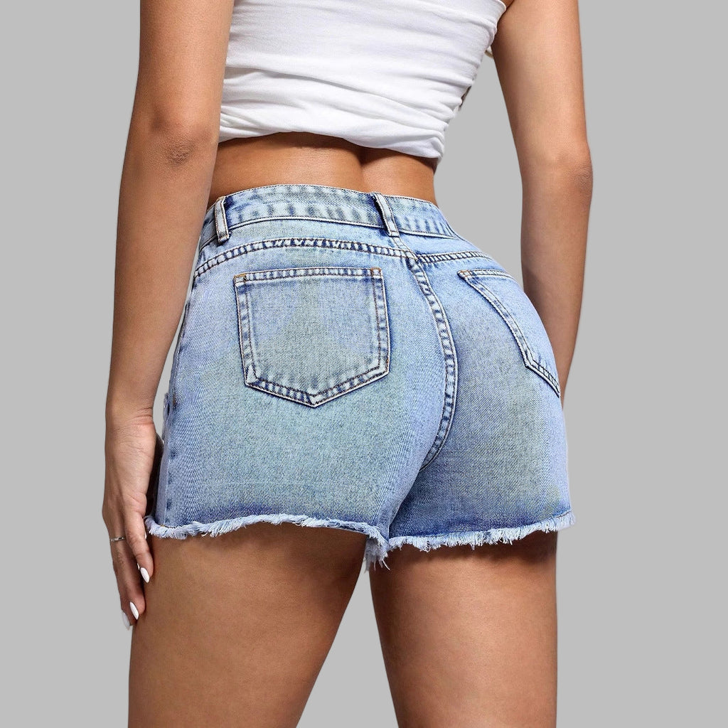 Frayed Star Hem Denim Short