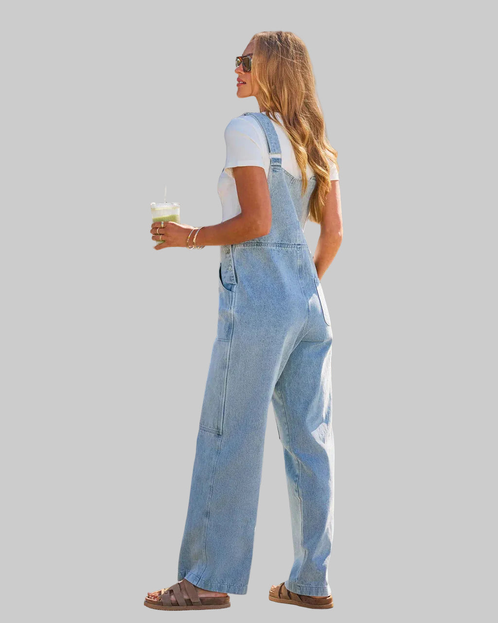 Wide Leg Denim Jumpsuit