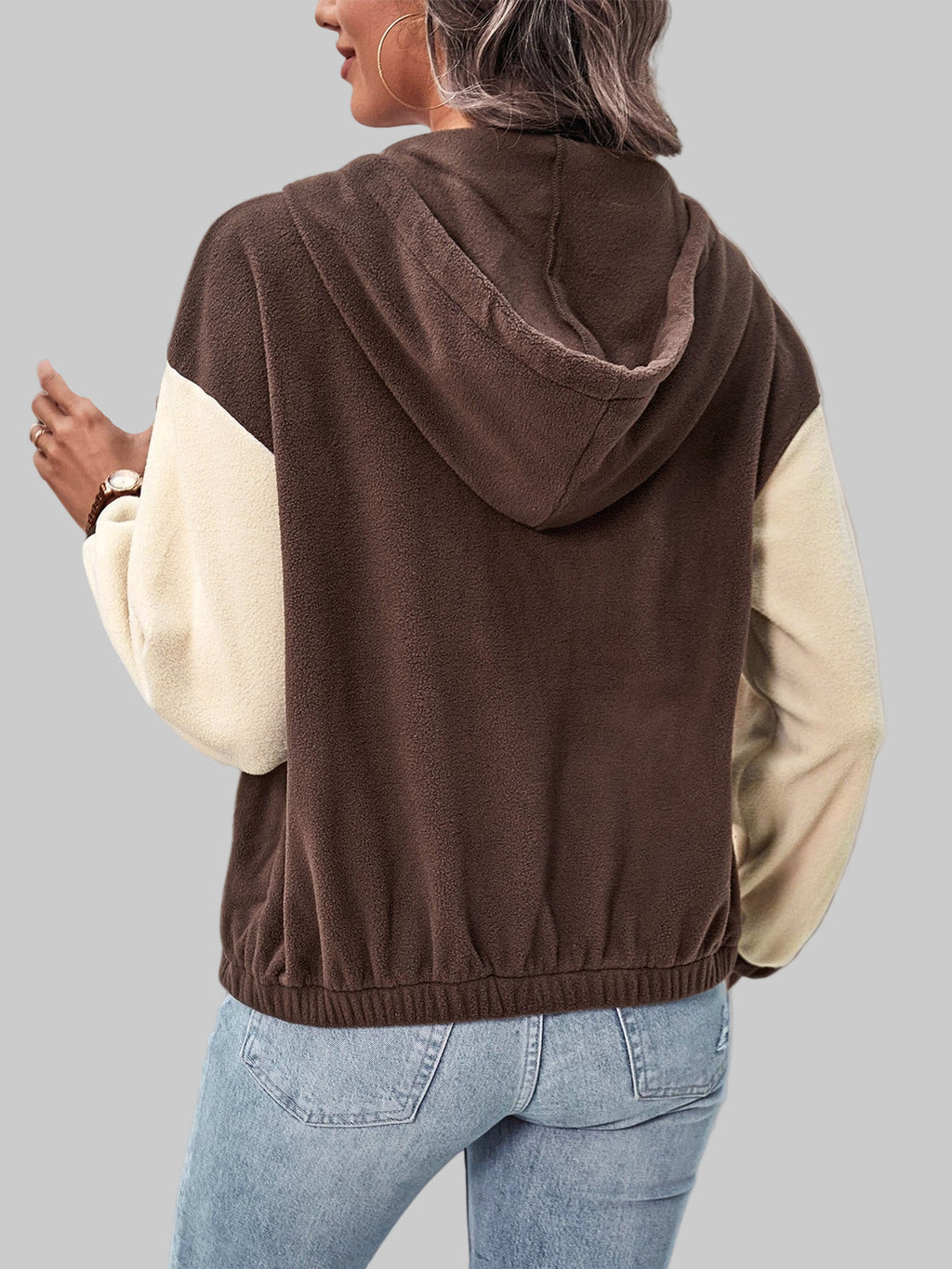 Contrast Fleece Hoodie Jacket