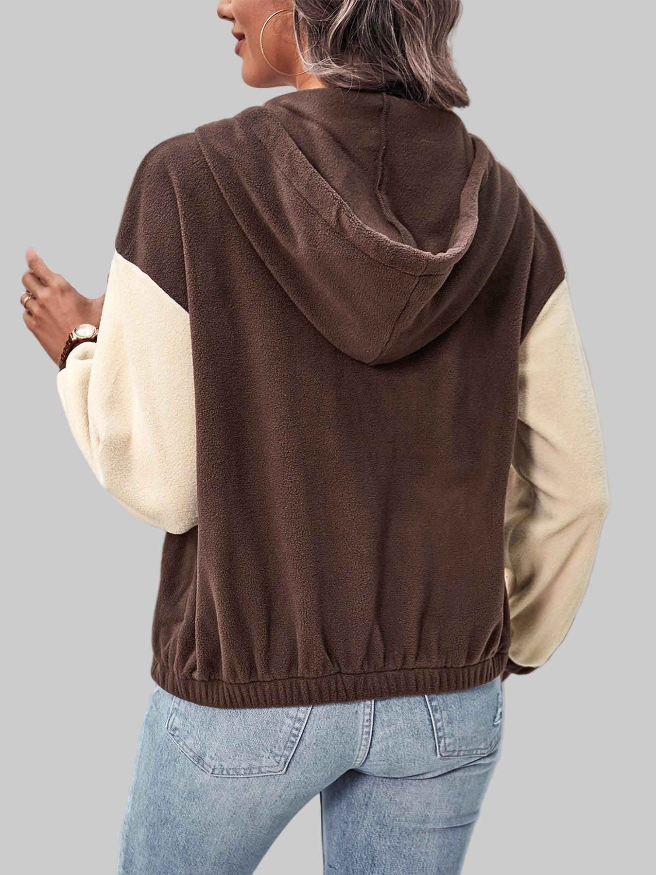 Contrast Fleece Hoodie Jacket