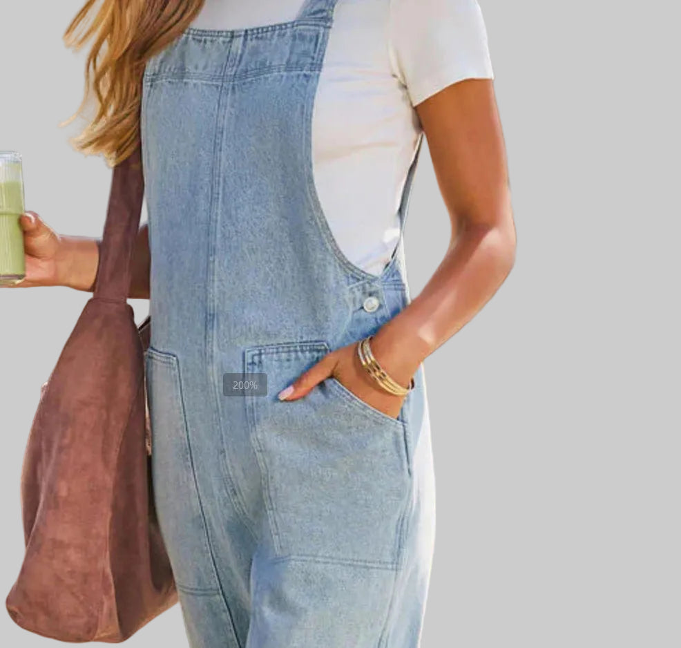 Wide Leg Denim Jumpsuit