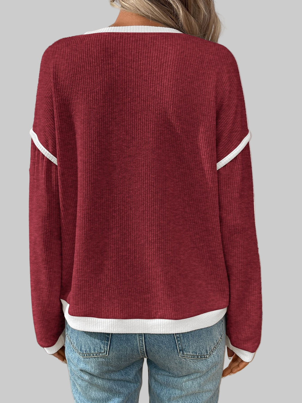 Long Sleeve Contrast Sweater