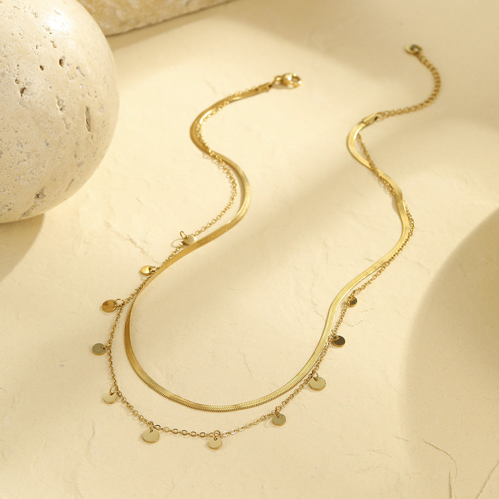 Stainless Steel Tassle Chain 18K Necklace