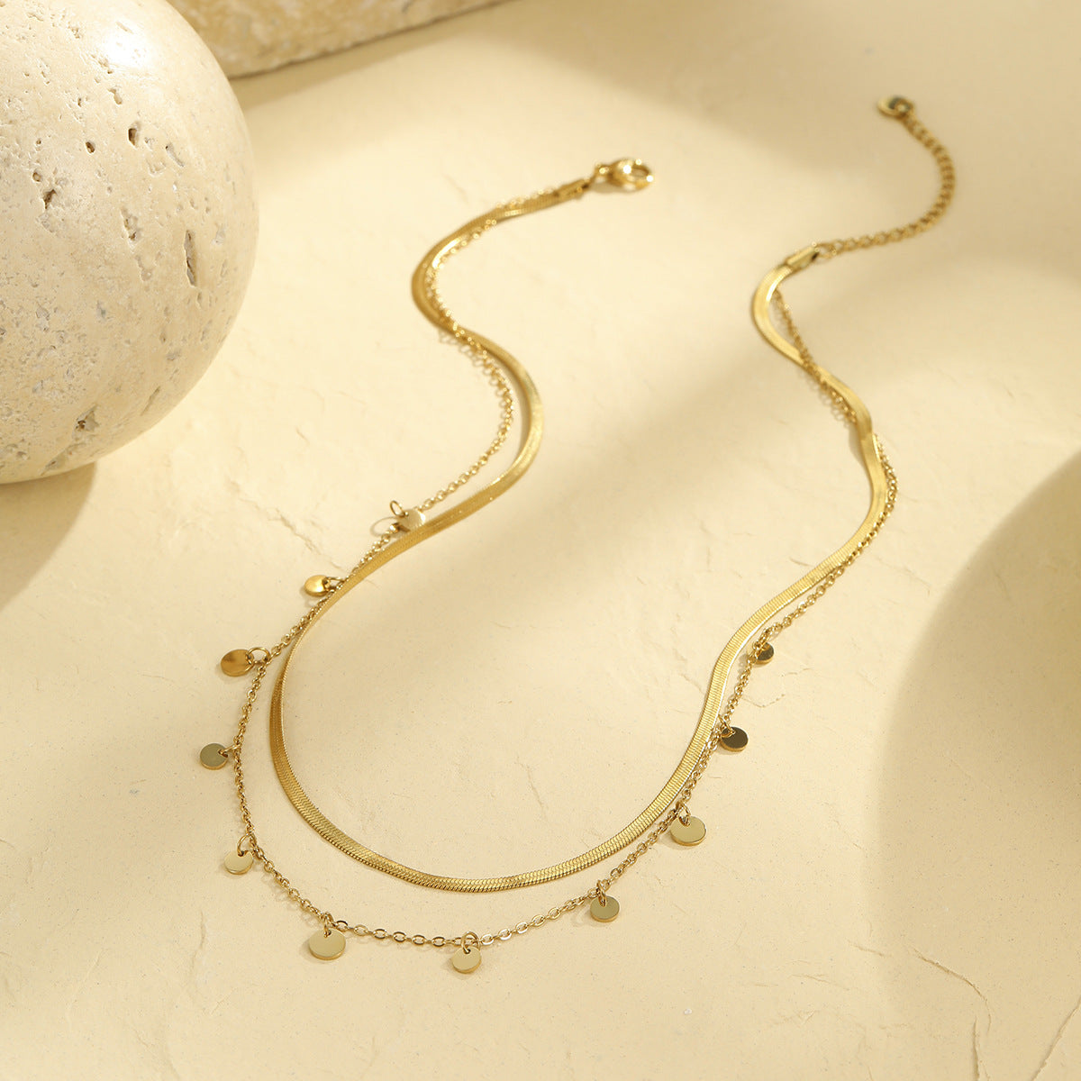 Stainless Steel Tassle Chain 18K Necklace