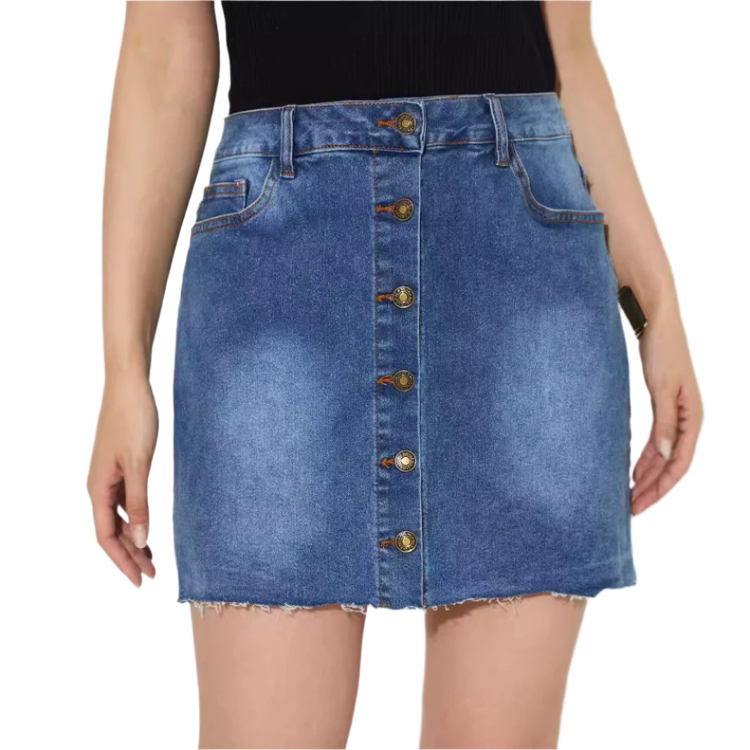 Button Denim Skirt