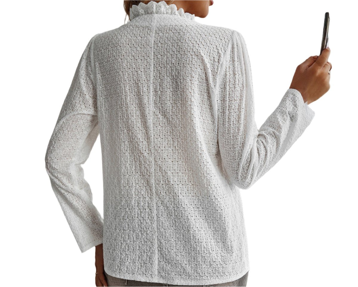 Casual Button Lace Top