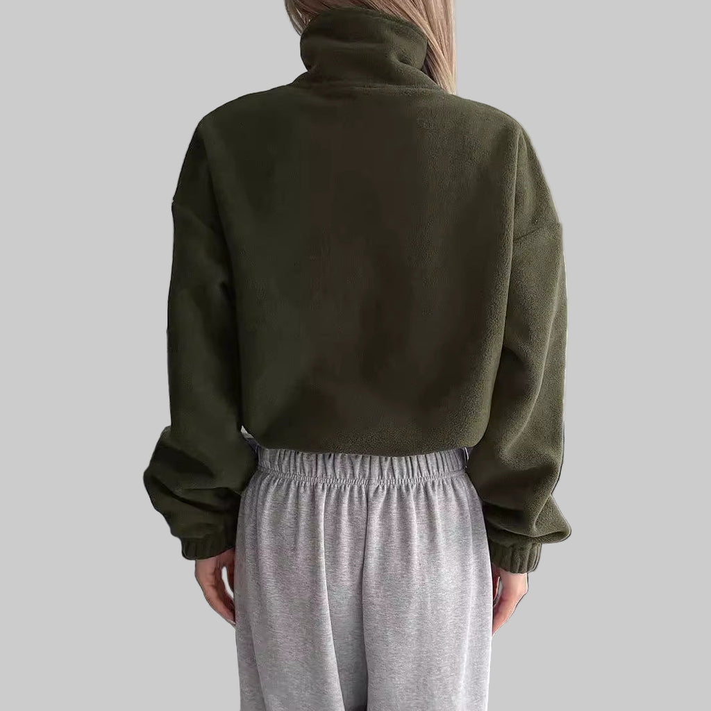 High Collar Short Drawstring Wool Coat