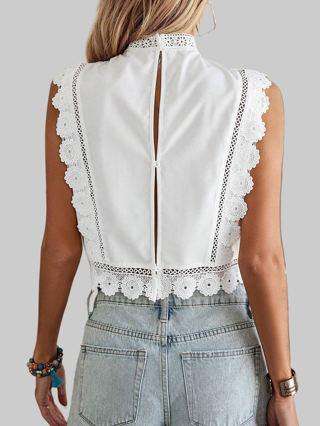 Lace Embroidered Chiffon Top