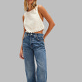 Embroidered Floral Cropped Lace-up Top