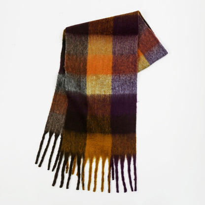 Mohair Plaid Tassel Scarf