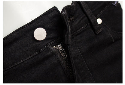 High Waist Black Pencil Denim Shorts