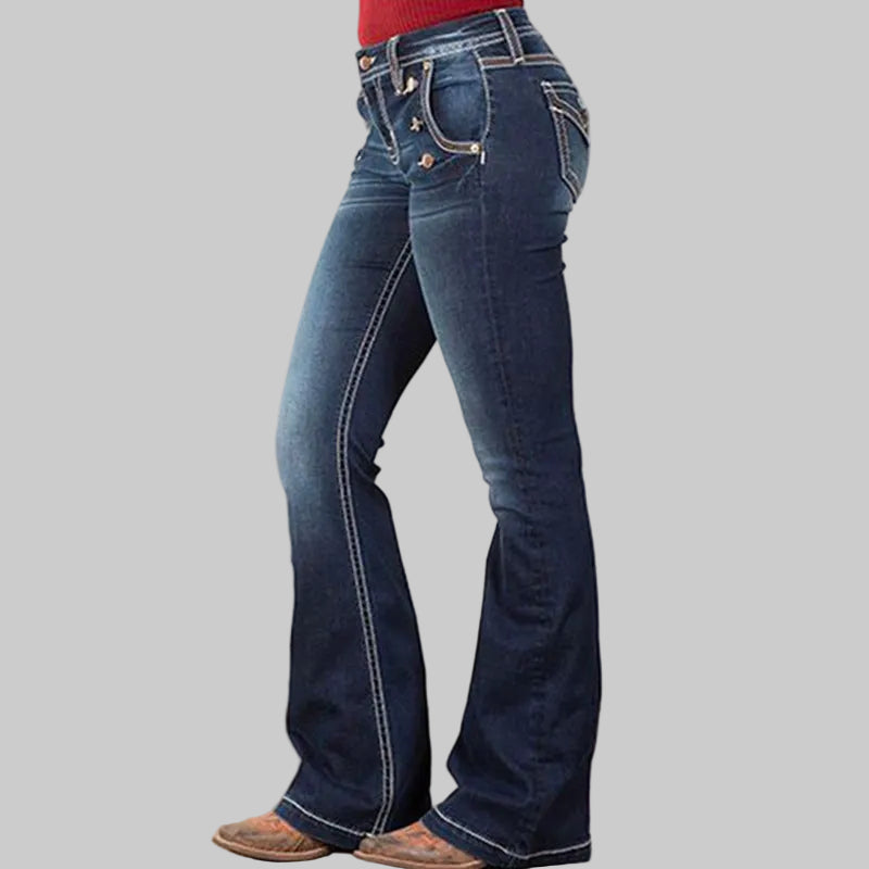 Retro Micro Elastic Mid Waist Jeans