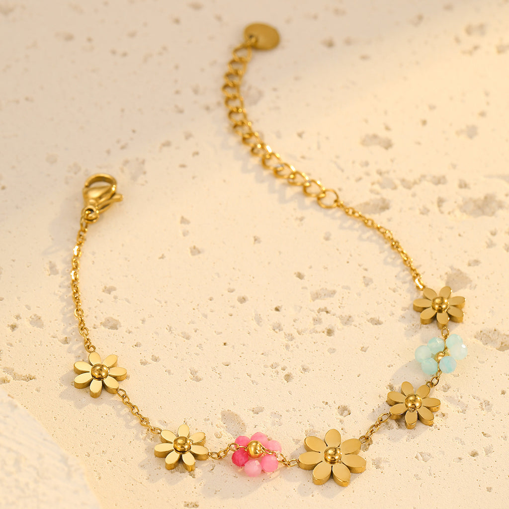 Colorful Floral Beaded Bracelet