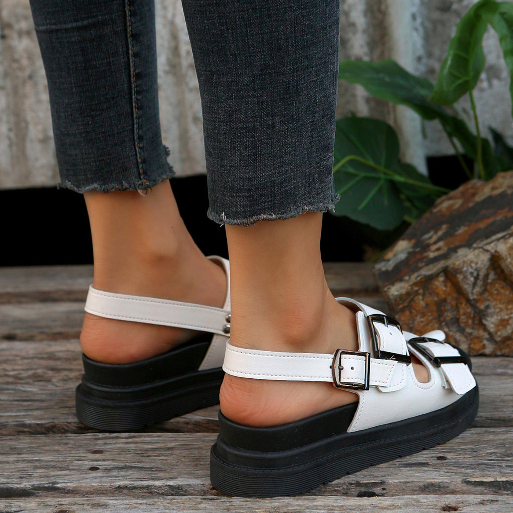 Belt Buckle Platform Sandals