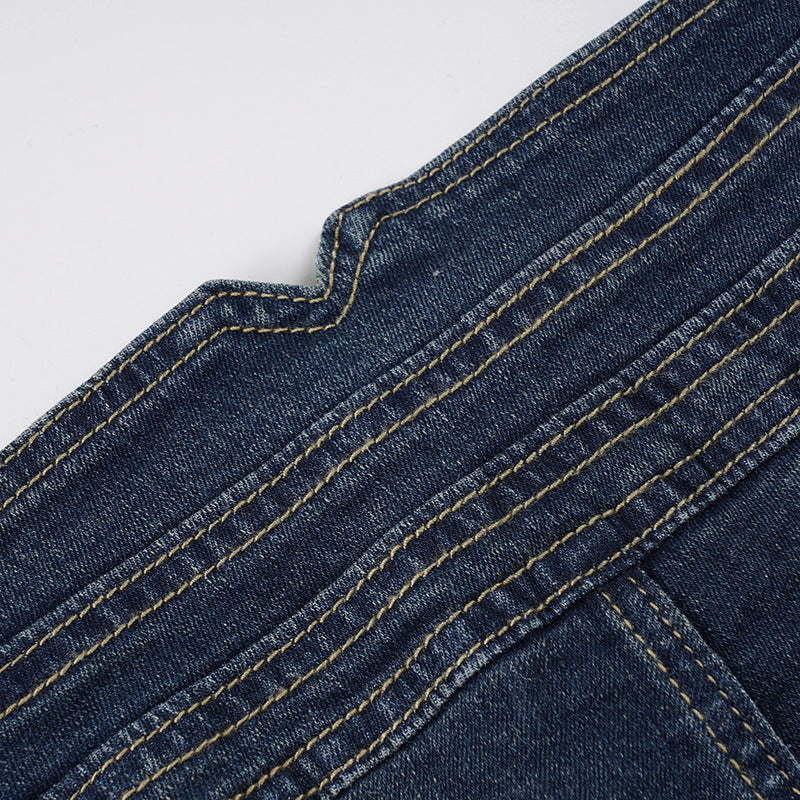Street Retro Washed Low Waist Denim Shorts