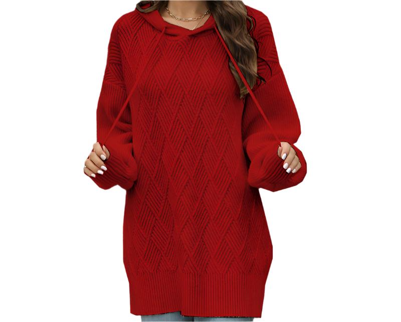 Geometric Abstract Thread Mid Length Pullover Hoodie