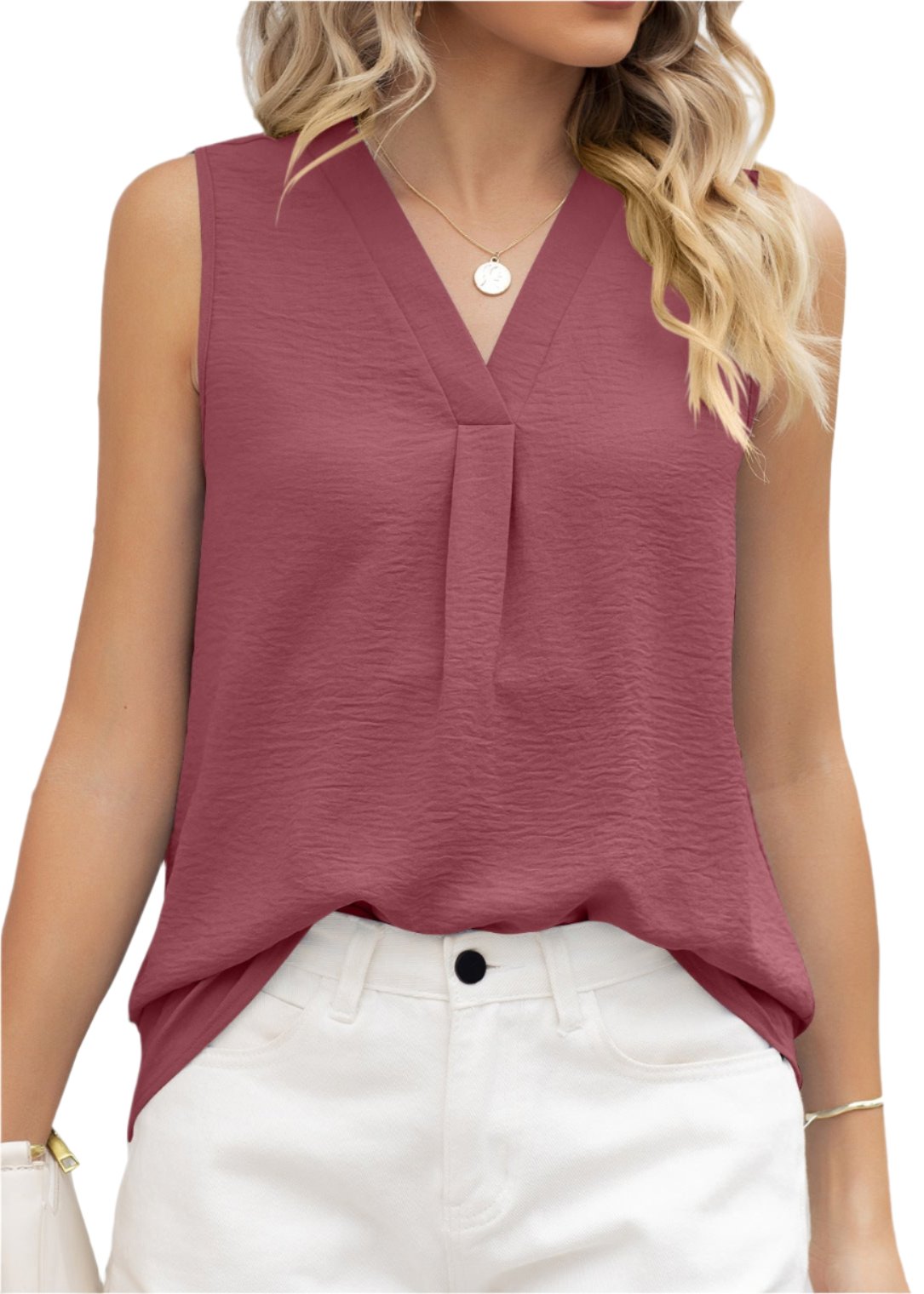 Solid Color V-neck Loose Chiffon Top