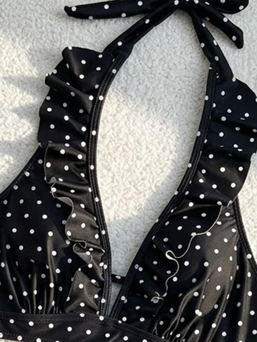 Polka Dot Printed Halter Bandage Sexy Split Bikini - Tamra.Shop.Social