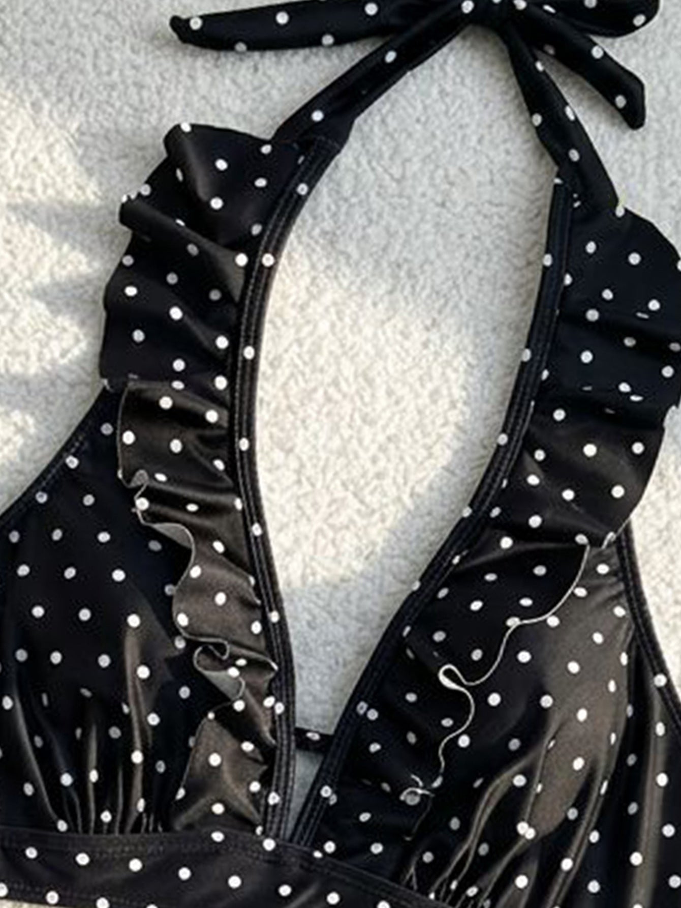 Polka Dot Printed Halter Bandage Sexy Split Bikini - Tamra.Shop.Social