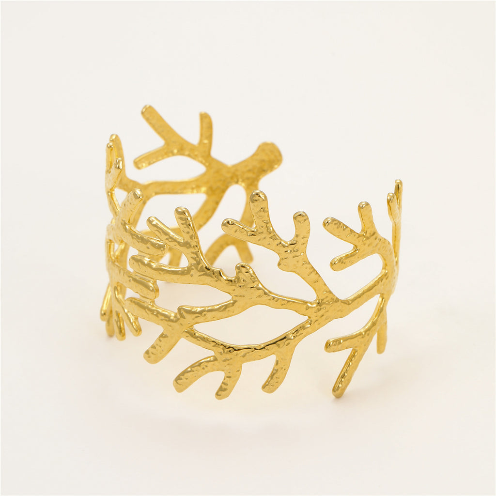 Ocean Coral Starfish Shell Exaggerated Titanium Steel Stainless Steel 18K Gold Plating Bracelet