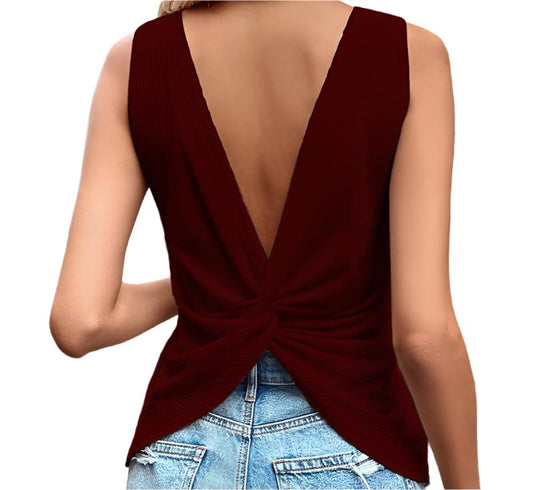 Sexy Backless V-Neck Casual Top