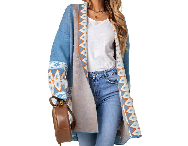 Ethnic Print Knitted Cardigan