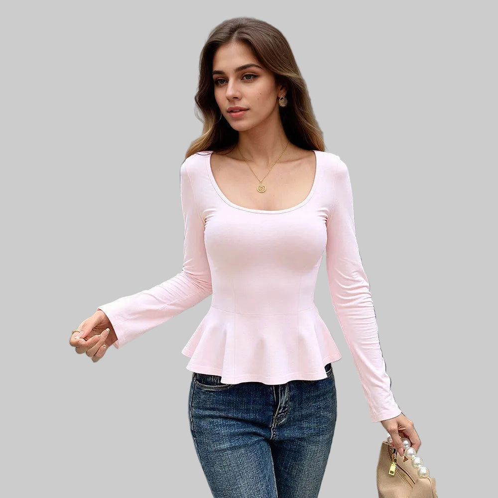 Long Sleeved Peplum Top