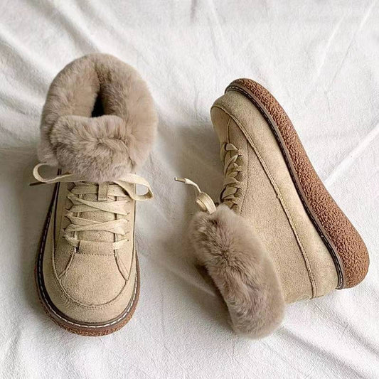 Lace-up Low Top Fleece Lined Ankle Boots