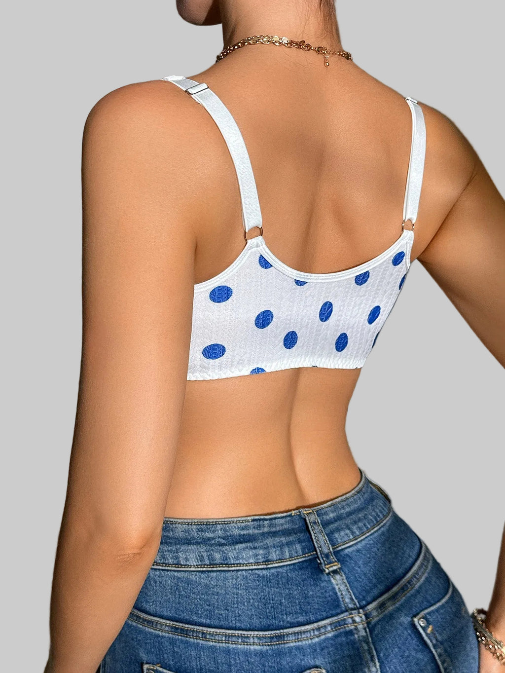Sexy Lace Printed Polka Dot Halter Bralette
