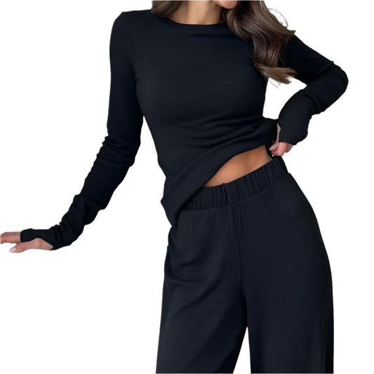Black Two-Piece Loungewear Set