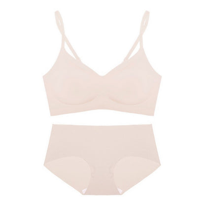 Seamless Comfort V-Neck Shoulder Strap Thin Bra Set