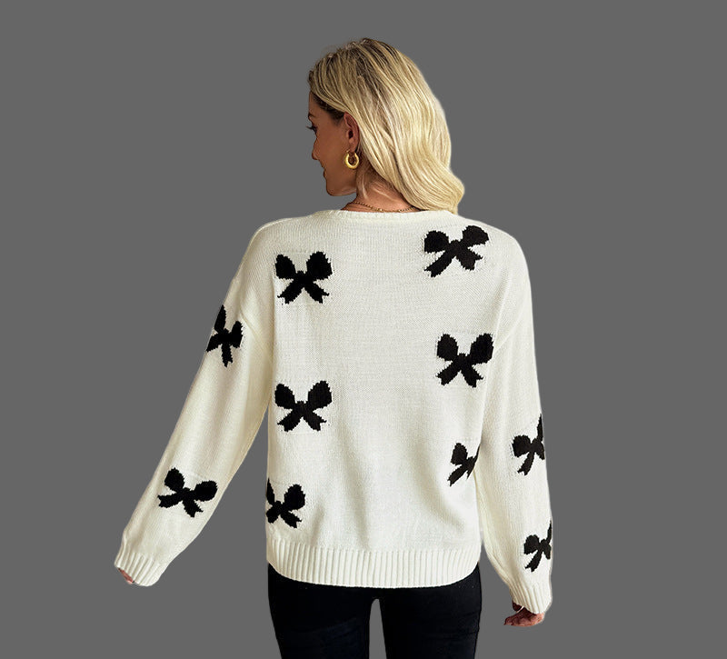 Lace-up Bow Pattern Cardigan