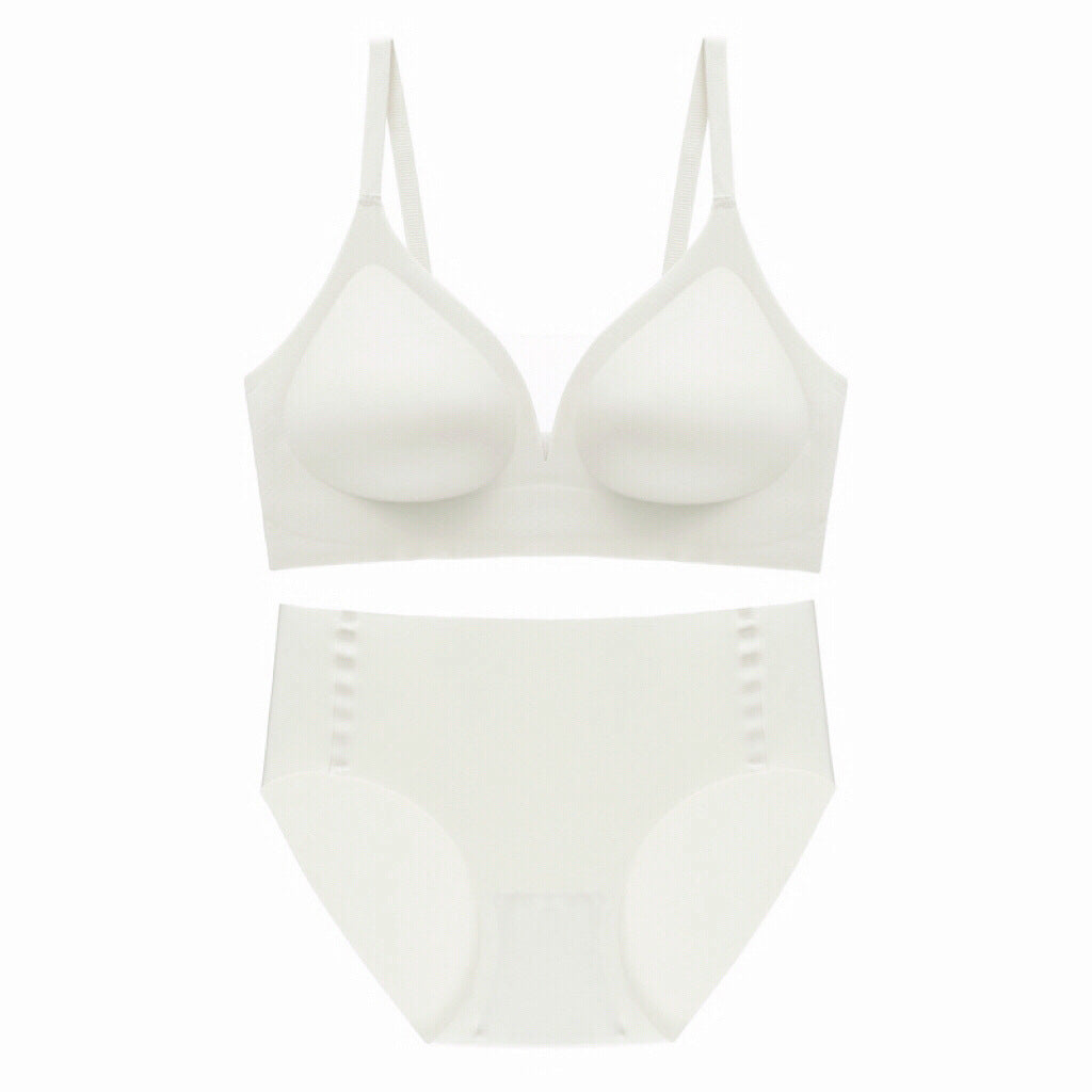 Seamless Soft Support Green Mesh V-Neck Thin Breathable Underwired Bra Set