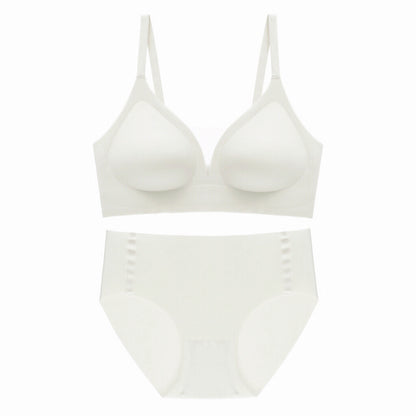 Seamless Soft Support Green Mesh V-Neck Thin Breathable Underwired Bra Set