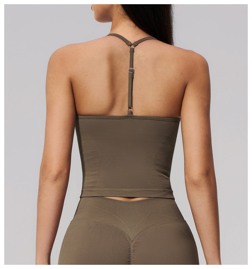 Sports Vest Halter Y-Shaped Beauty Back Sling Shockproof Fitness Running Top