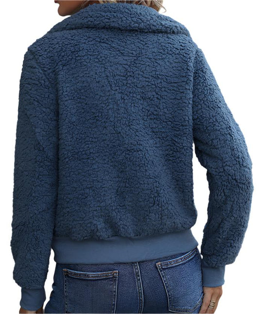 Collared Long Sleeve Zipper Coat