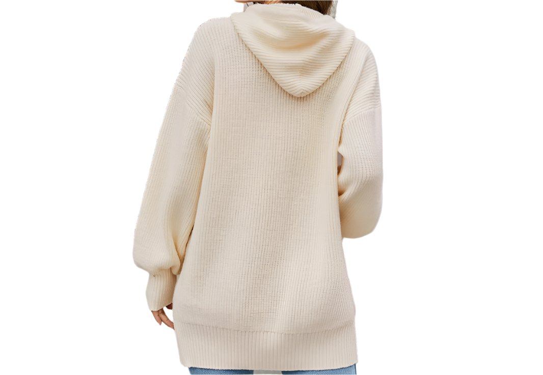 Geometric Abstract Thread Mid Length Pullover Hoodie