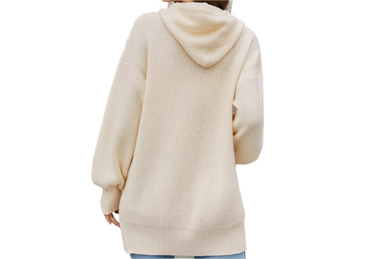 Geometric Abstract Thread Mid Length Pullover Hoodie