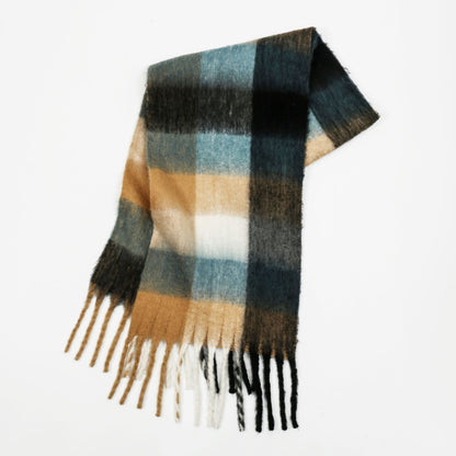 Mohair Plaid Tassel Scarf