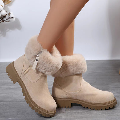 Mid Calf Snow Fur Cotton Padded Boots