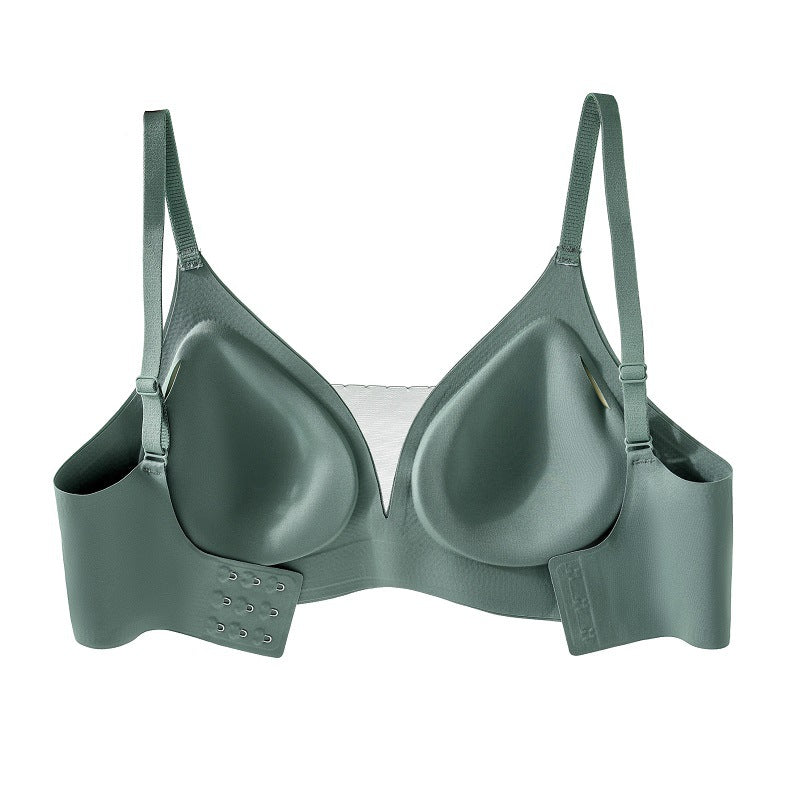 Seamless Soft Support Green Mesh V-Neck Thin Breathable Underwired Bra Set