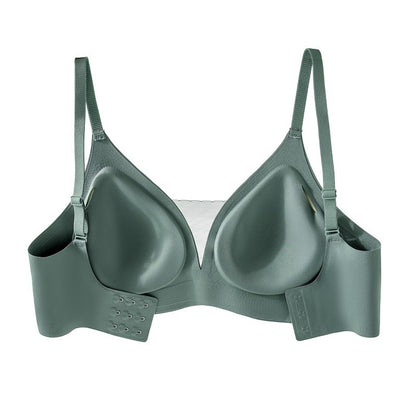 Seamless Soft Support Green Mesh V-Neck Thin Breathable Underwired Bra Set