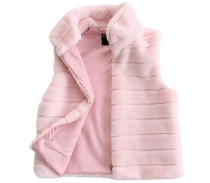 Vest Faux Fur Stand Collar Artificial Fur Coat