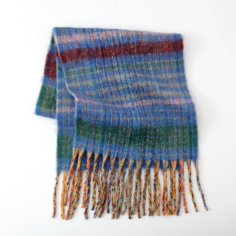 Thick Plaid Tassel Scarf