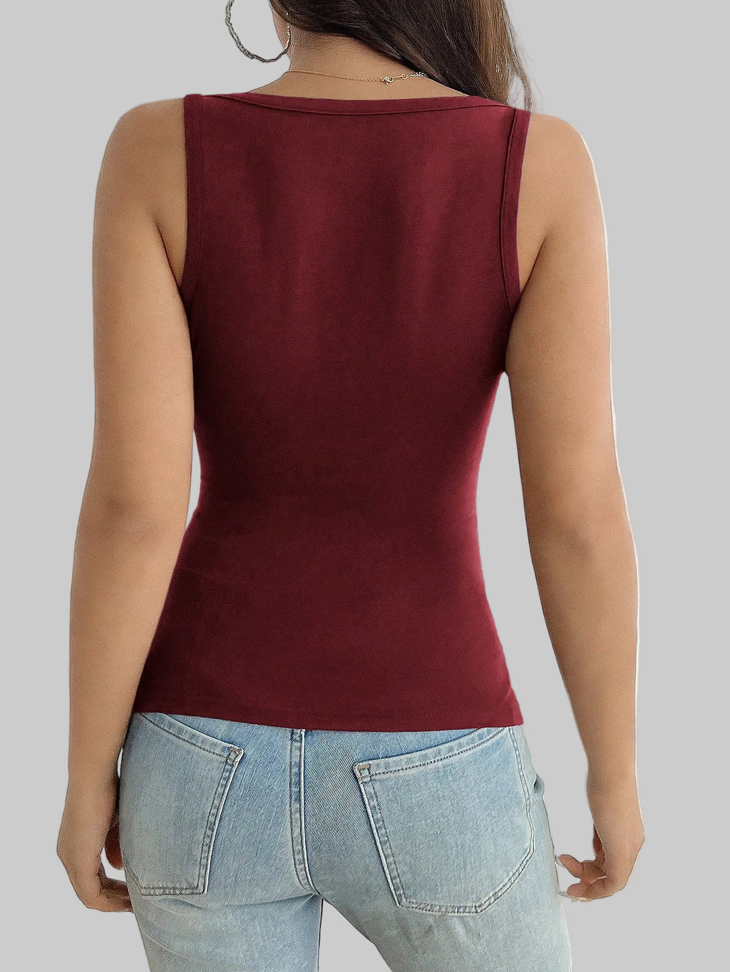Sexy V-Neck Button Tank Top