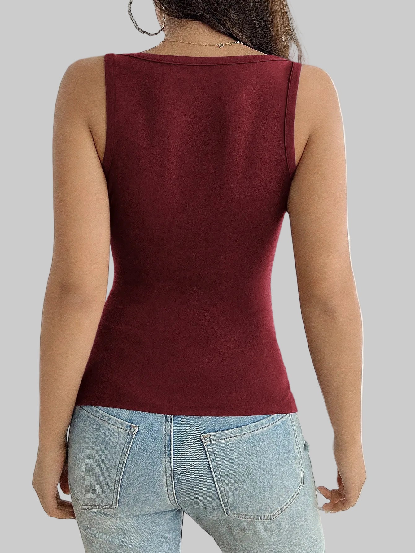 Sexy V-Neck Button Tank Top
