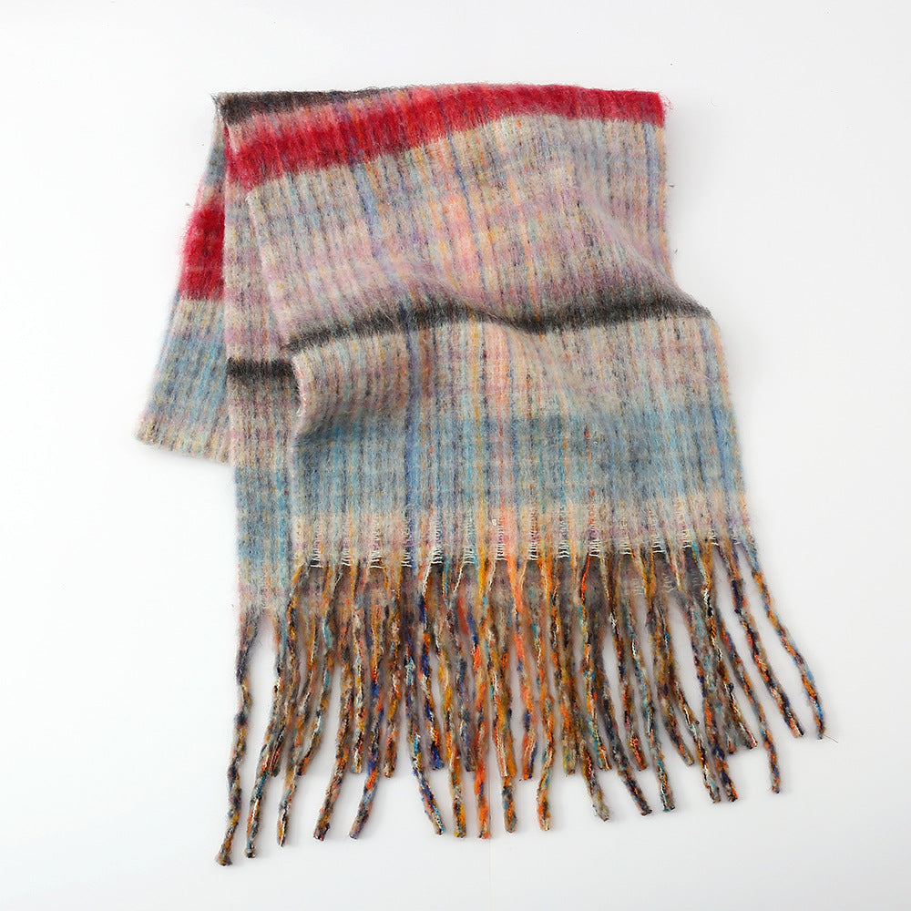 Thick Plaid Tassel Scarf
