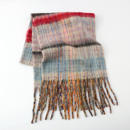Thick Plaid Tassel Scarf