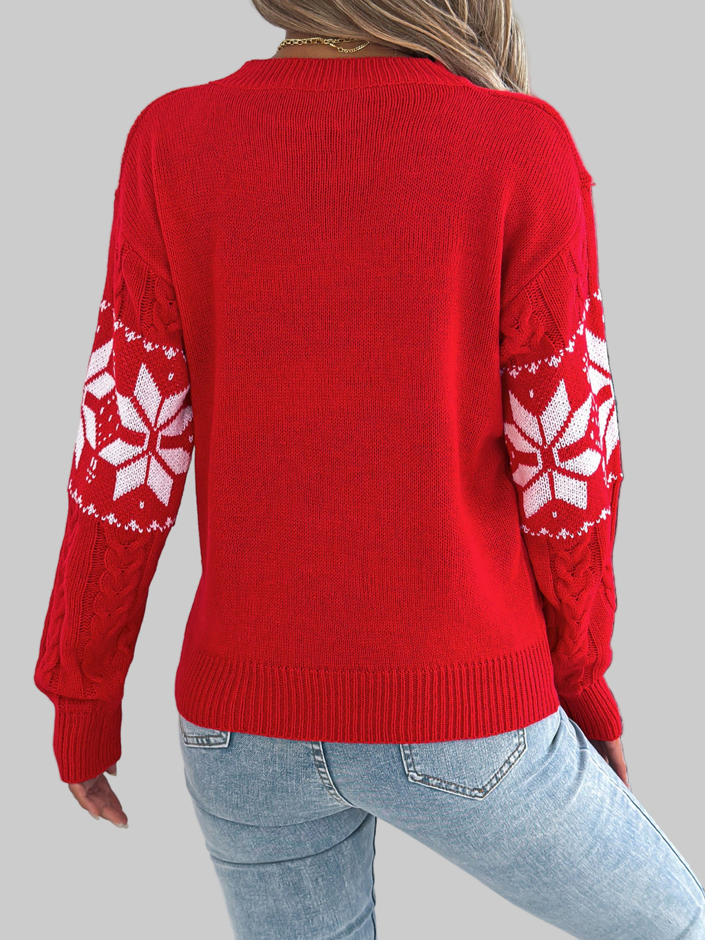 Snowflake Pattern Long Sleeve Pullover Sweater